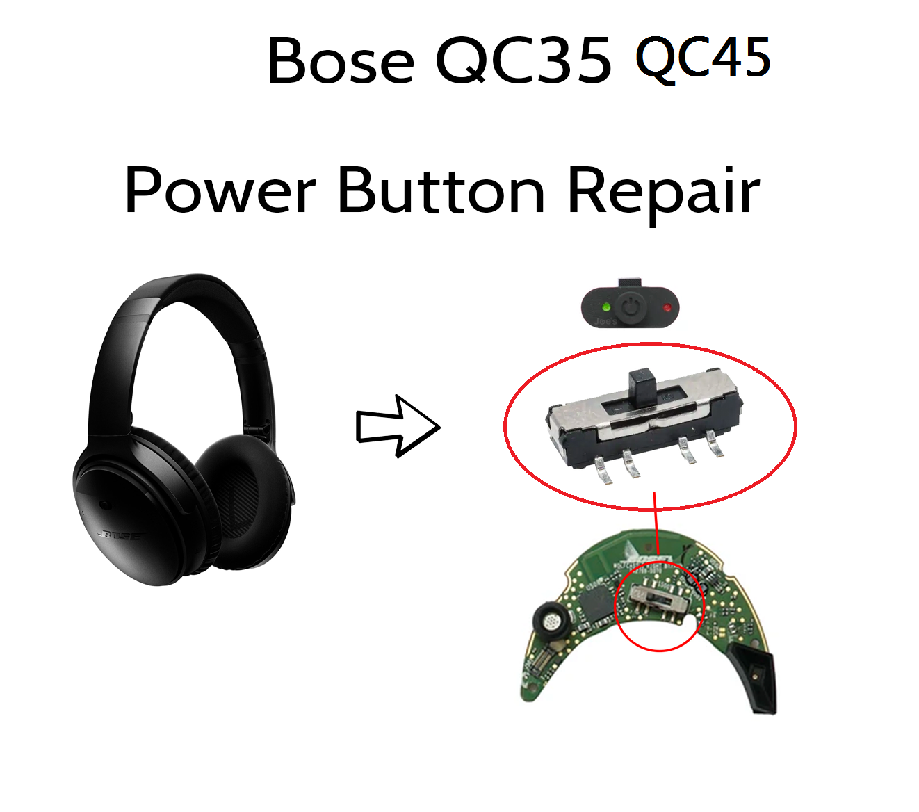 Botón de encendido y deslizado - Bose Headphone Qc45 reseña y precio
